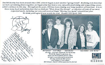 Ten Till Destiny liner notes